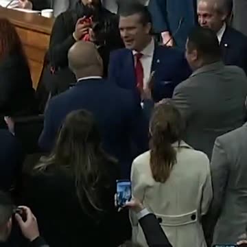 'USA' Chants Break Out As Pete Hegseth Enters His Confirmation Hearing