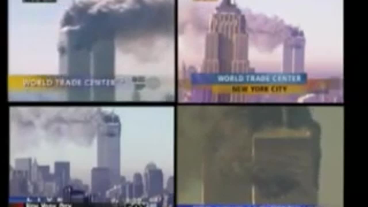 911 Pooled News Feed Across Four Networks Split Screen First Forty Minutes 4X Speed