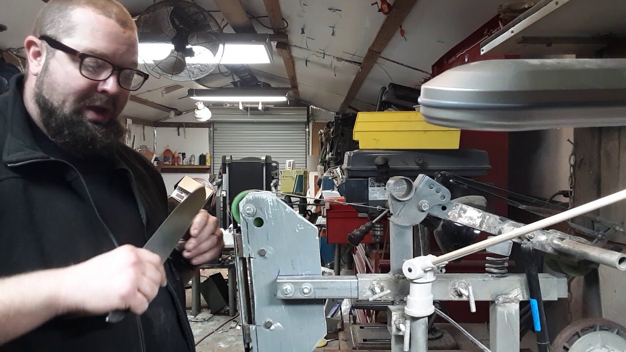 Removing forge scale and finish grinding on knife part 3
