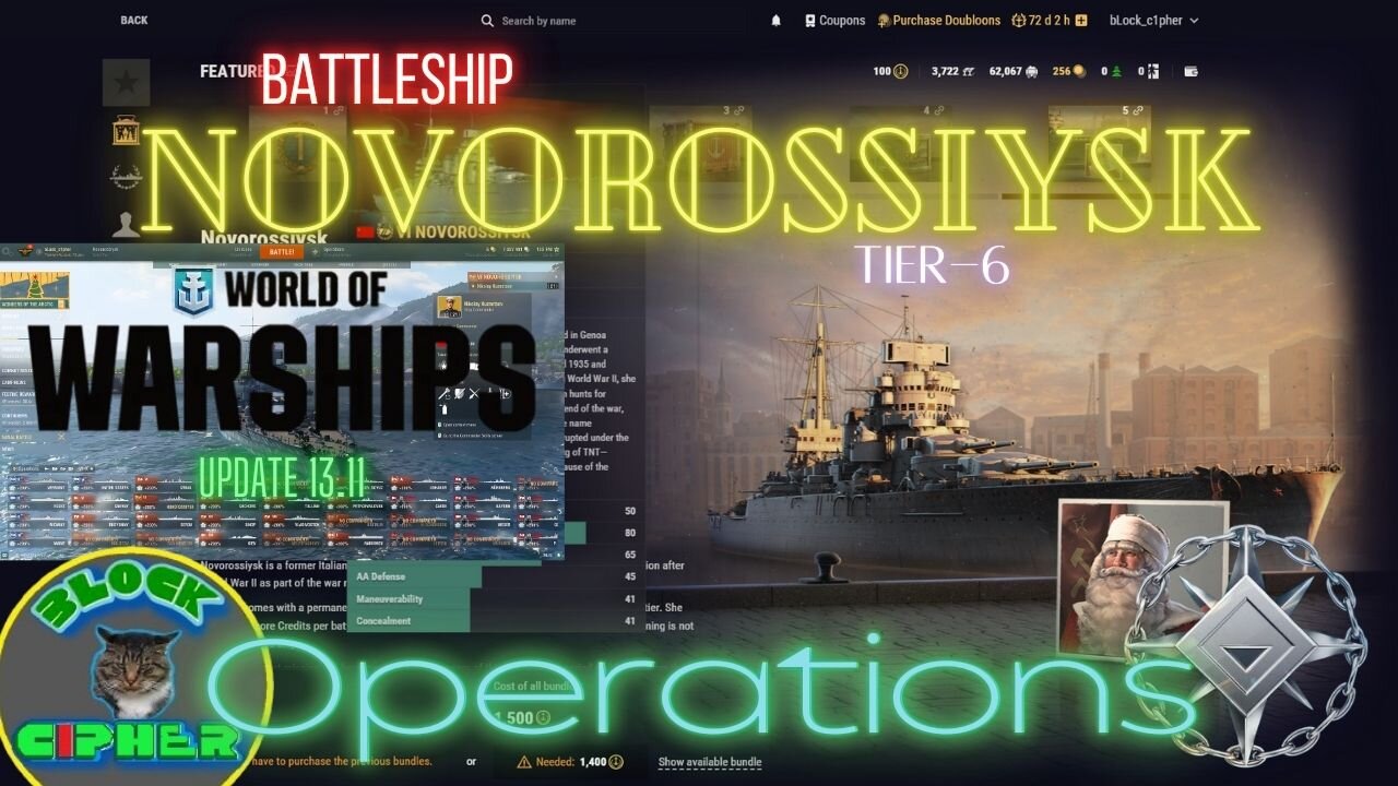 *PREMIUM SHIP* Soviet Battleship Tier-6 NOVOROSSIYSK in Ops mode | World of Warships