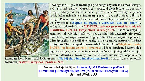 Łukasz 5,1-11 Cudowny połów i powołanie pierwszych uczniów