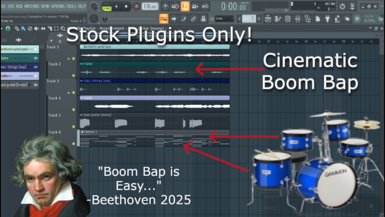 Cinematic Boom Bap is easy-FL Studio-How to make beats from scratch w/ STOCK Plugins
