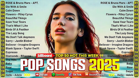 Dua Lipa, Adele, Maroon 5, Rihanna, The Weeknd - Pop music 2025*ROAD 100 SUBS*