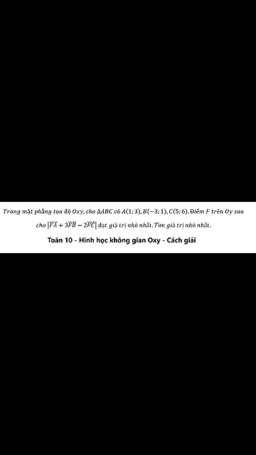 Trong mặt phẳng tọa độ Oxy,cho ∆ABC có A(1;3),B(-3;1),C(5;6).Điểm F trên Oy |(FA)+3(FB)-2(FC)|