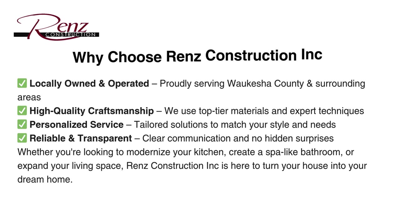 Top Local Remodeling Contractors in Waukesha County – Renz Construction Inc