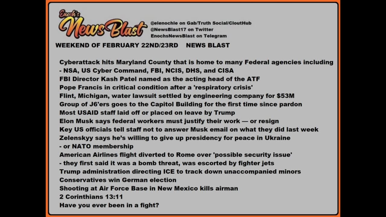 Weekend of February 22,23/ 2025. News Blast