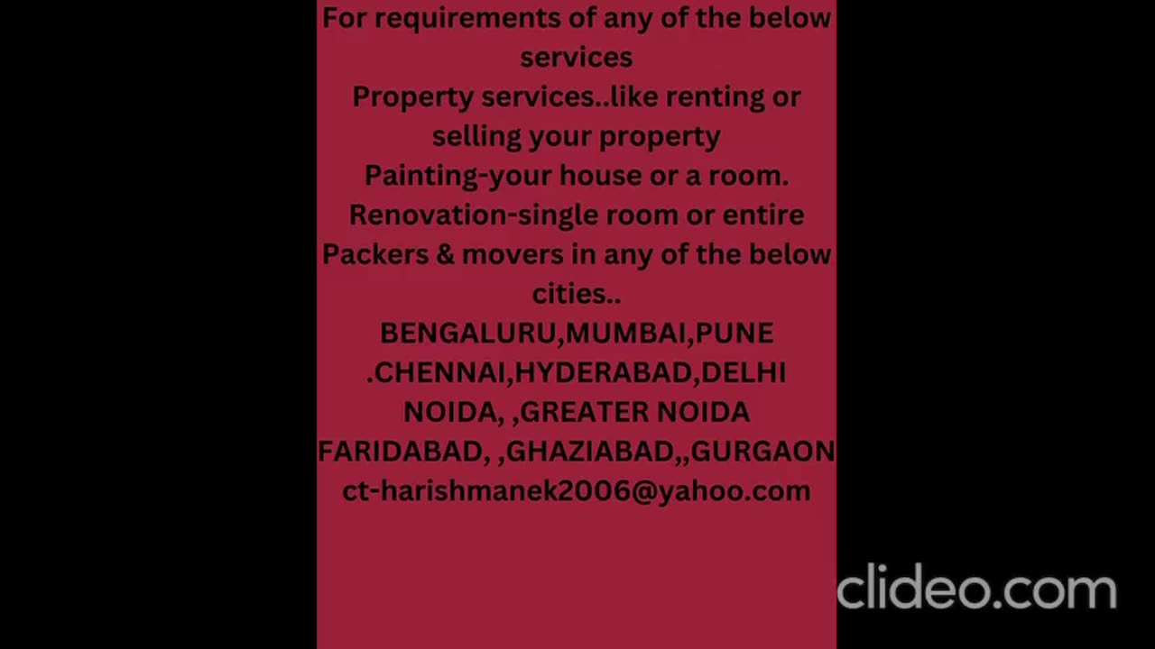 For your requirements of property,home services in select cities of india..