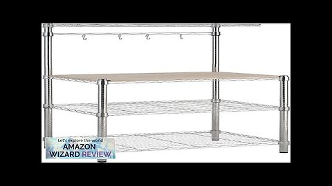 Amazon Basics Kitchen Storage Baker's Rack with Removable Top Chrome/Beige 18"D x Review