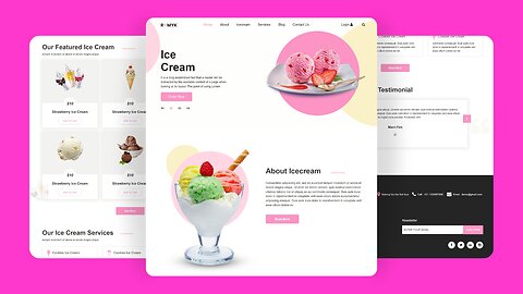 RESPONSIVE Ice Cream Website Design || HTML, CSS & JS