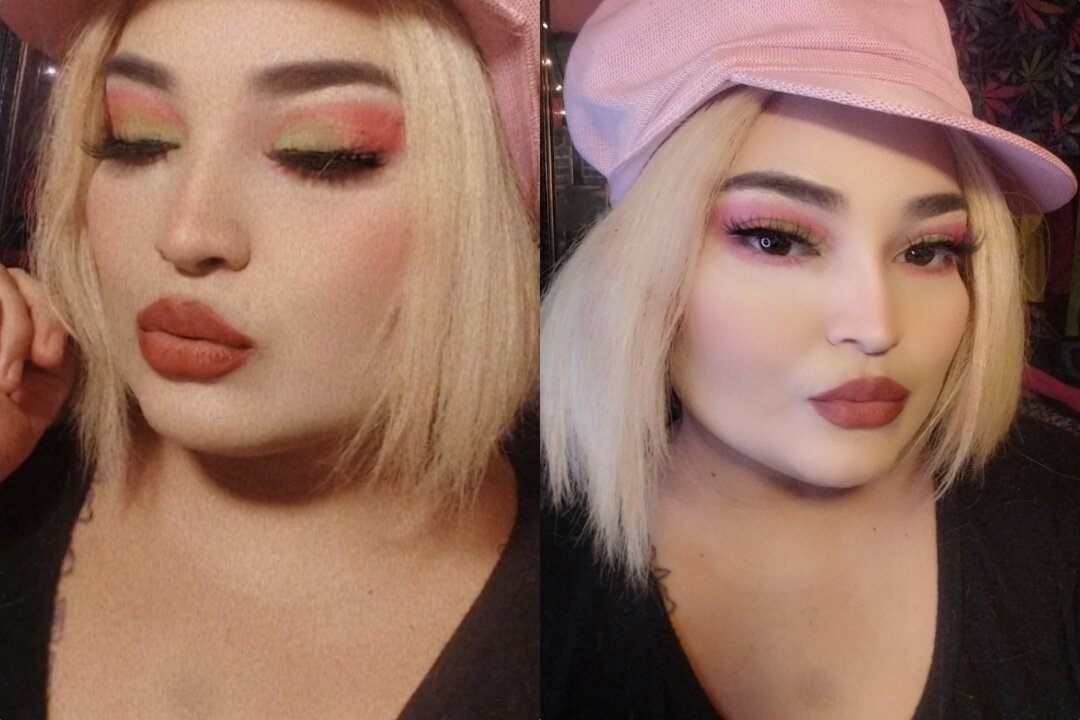 green and pink eyeshadow tutorial