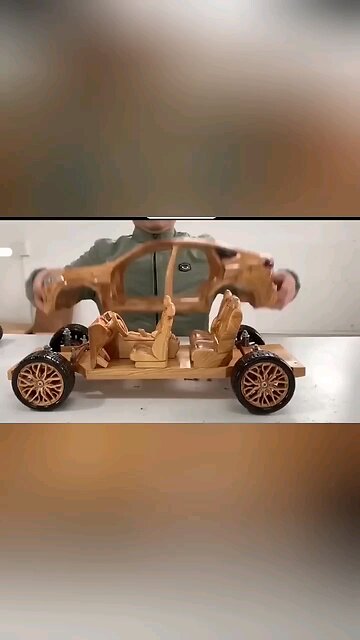 From Wood to Wheels Car Sculpture in Action #Woodworking #CarSculpture #WoodCarving.mp4