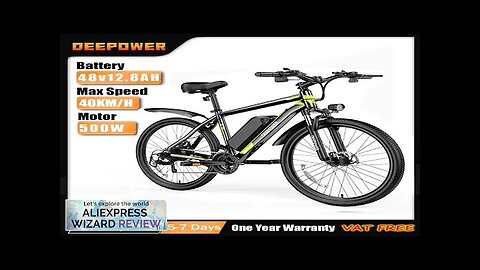 DEEPOWER 500W Adults Ebike Electric Bike 48V 12.8AH Lithium Battery 26 Inch Review