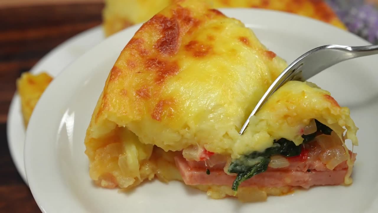 Double Cheese Ham Potato Pie Dinner recipe, Simple, cheap and delicious!