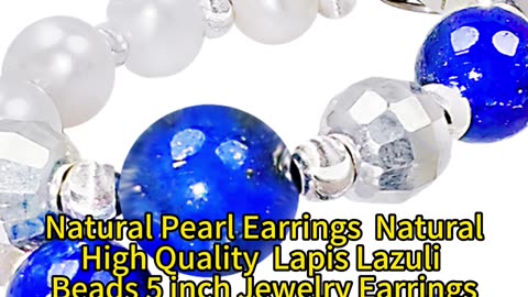 GN-20250219-03 Natural Pearl Earrings Natural High Quality Lapis Lazuli Beads