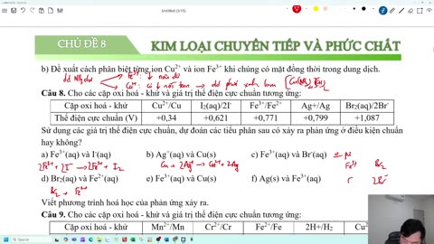 VIDEO CHƯƠNG 8 PHẦN 1 DẠNG 2 HỢP CHẤT CỦA KIM LOẠI CHUYỂN TIẾP