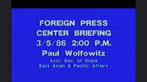 Foreign Press Center Briefing With Paul Wolfowitz (1986 Original Colored Film)