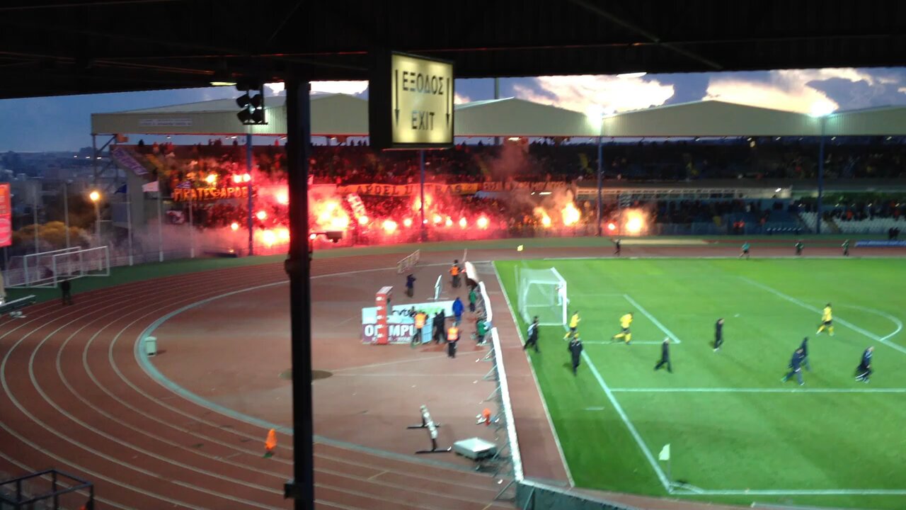 AEL Limassol vs Apoel Nicosia (APOEL fans total show in Limassol)