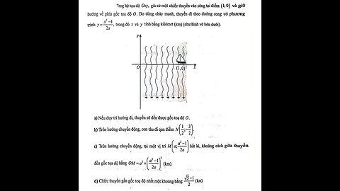 Toán 12: Trog hệ tọa độ Oxy, giả sử một chiếc thuyền vào sông tại điểm (1;0) và giữ hướng về phía