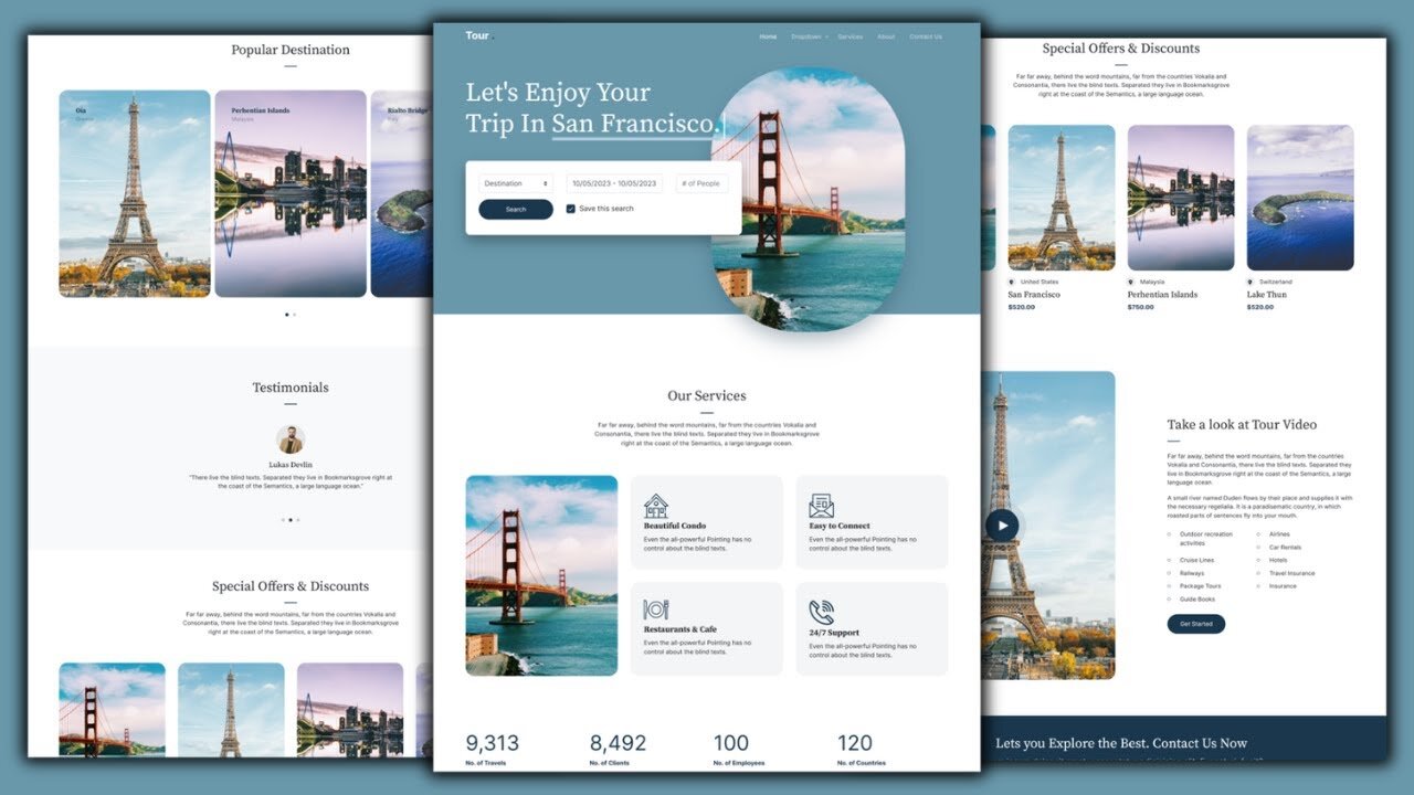 Master Tour & Travel Website Design: HTML, CSS, & JS Tutorial | Project for Beginners