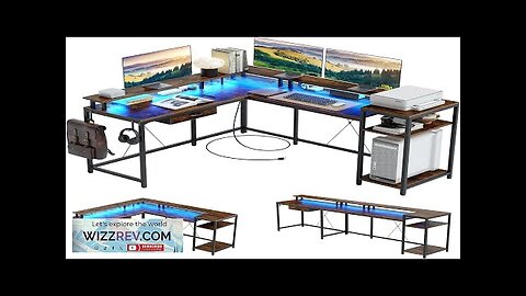 Jojoka L Shaped Gaming Desk68" Computer Desk with Power Outlets & LED Review