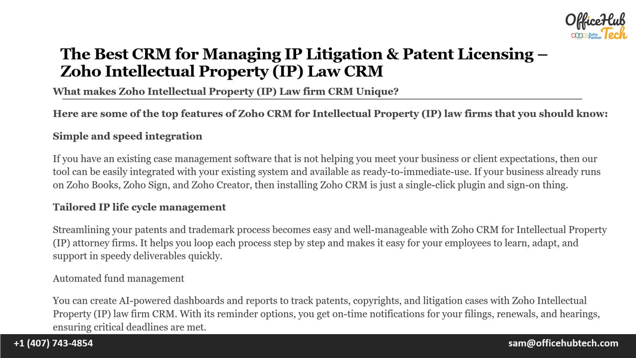 The Best CRM for Managing IP Litigation & Patent Licensing – Zoho Intellectual Property (IP) Law CRM