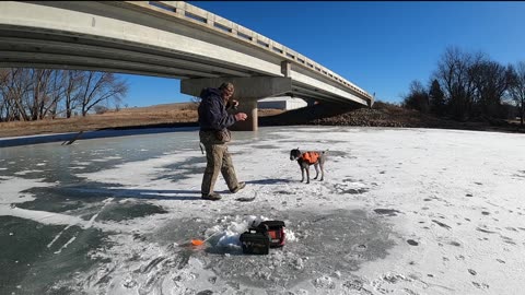 1st Time Ice Fishing the River