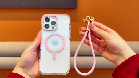 Berryfunky iPhone 16 Pro Case, Compatible with MagSafe, pink Phone Charms Clear