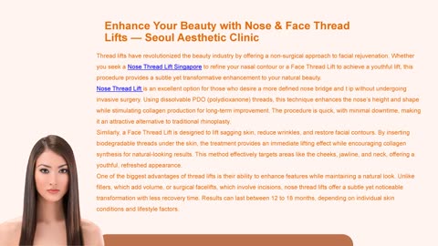 Enhance Your Beauty with Nose & Face Thread Lifts — Seoul Aesthetic Clinic