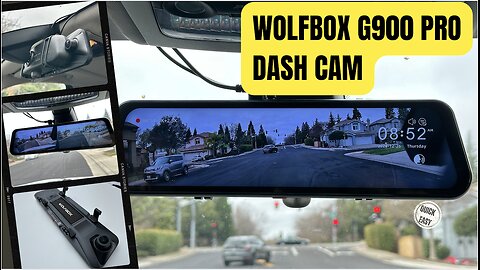 WOLFBOX G900Pro 12MP WiFi Touch Screen Rear View Mirror Dash Cam Smart Mirror