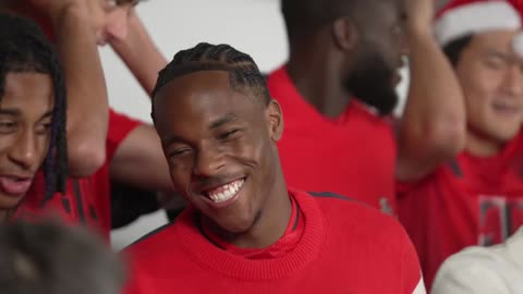 Olise looks extremely awkward as Bayern players embrace Christmas spirit with ‘Jingle Bells’