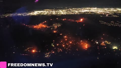 Fire view from plane landing at LAX.