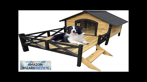 Large Dog House Outdoor Indoor Weatherproof Dog Houses with Porch Wooden Dog Review