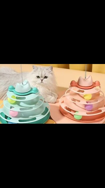 Funny 4-layer Rotatable Interactive Cat Toy Tower with Colorful Balls