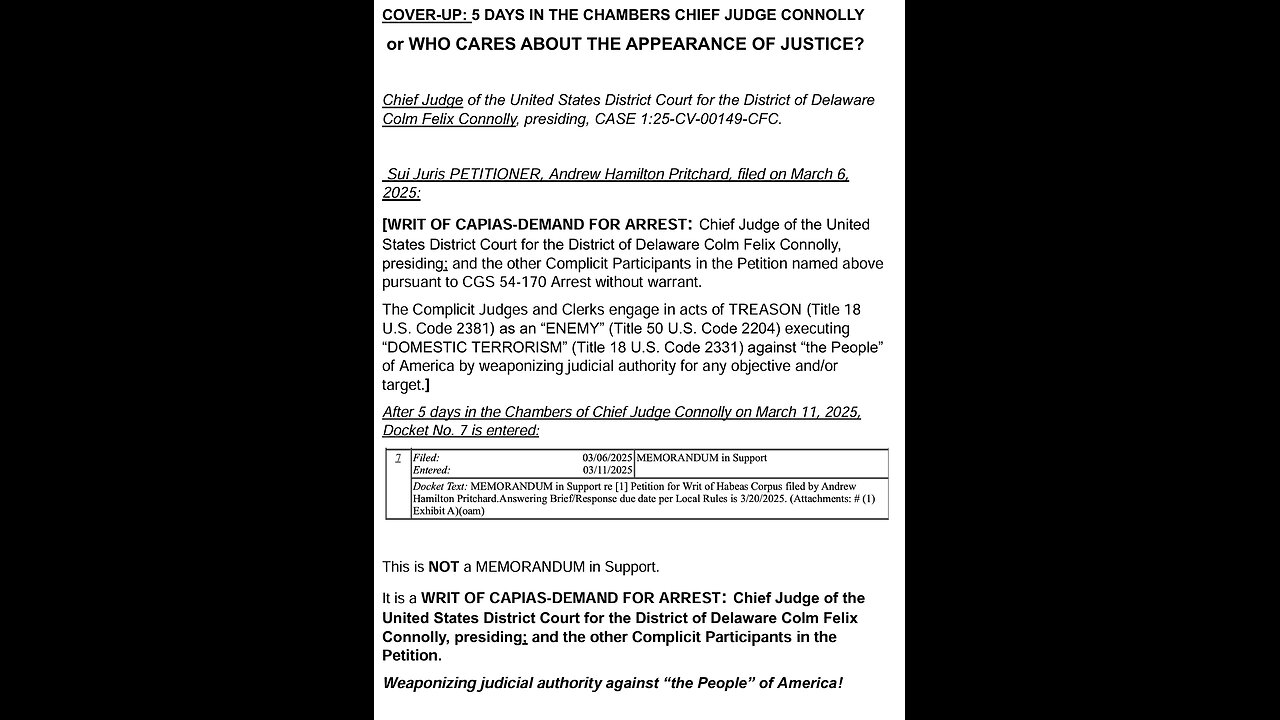 COVER-UP: 5 DAYS IN THE CHAMBERS CHIEF JUDGE CONNOLLY