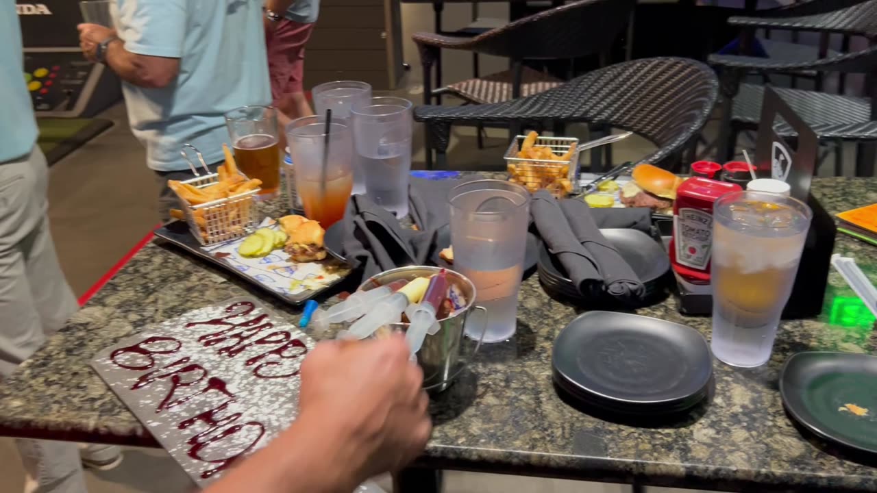 K.N.O.W.Food TV tapes a clip of: Fill your own dessert at Top Golf with syringe