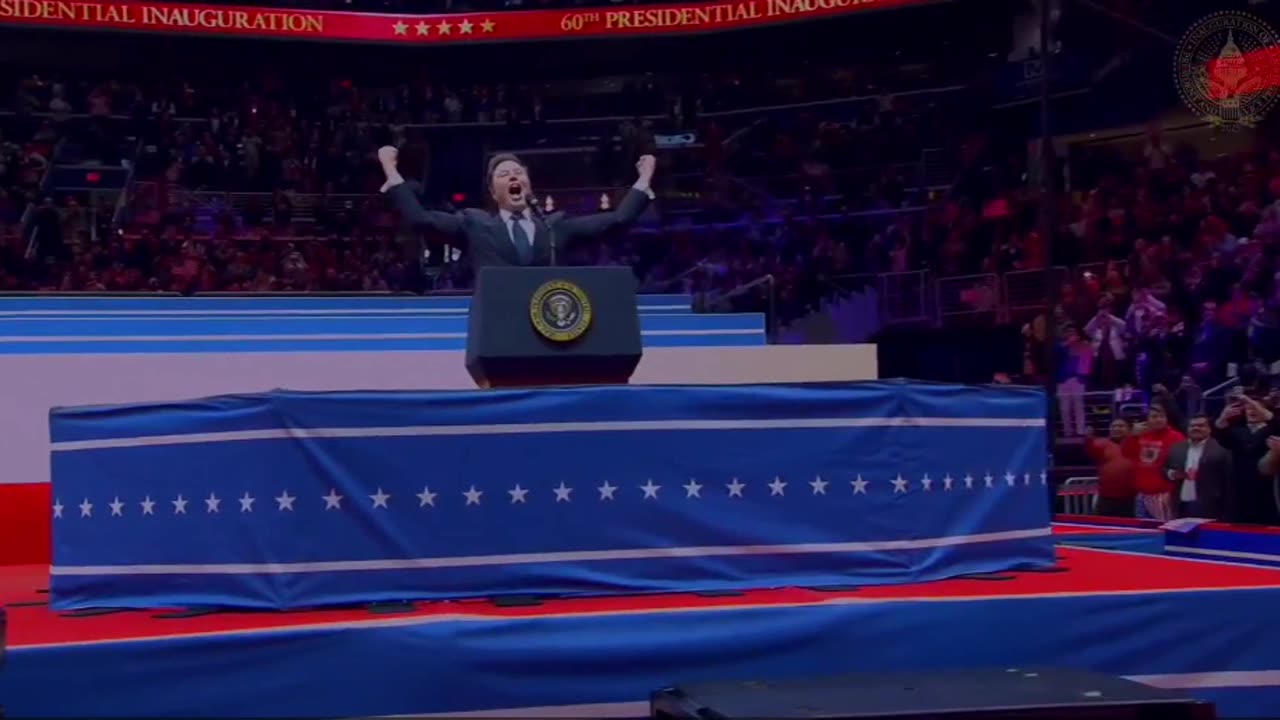 Elon Musk talks today at the Presidential Parade
