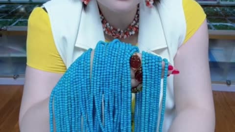250117-6 High porcelain and high blue sleeping beauty natural turquoise round bead string