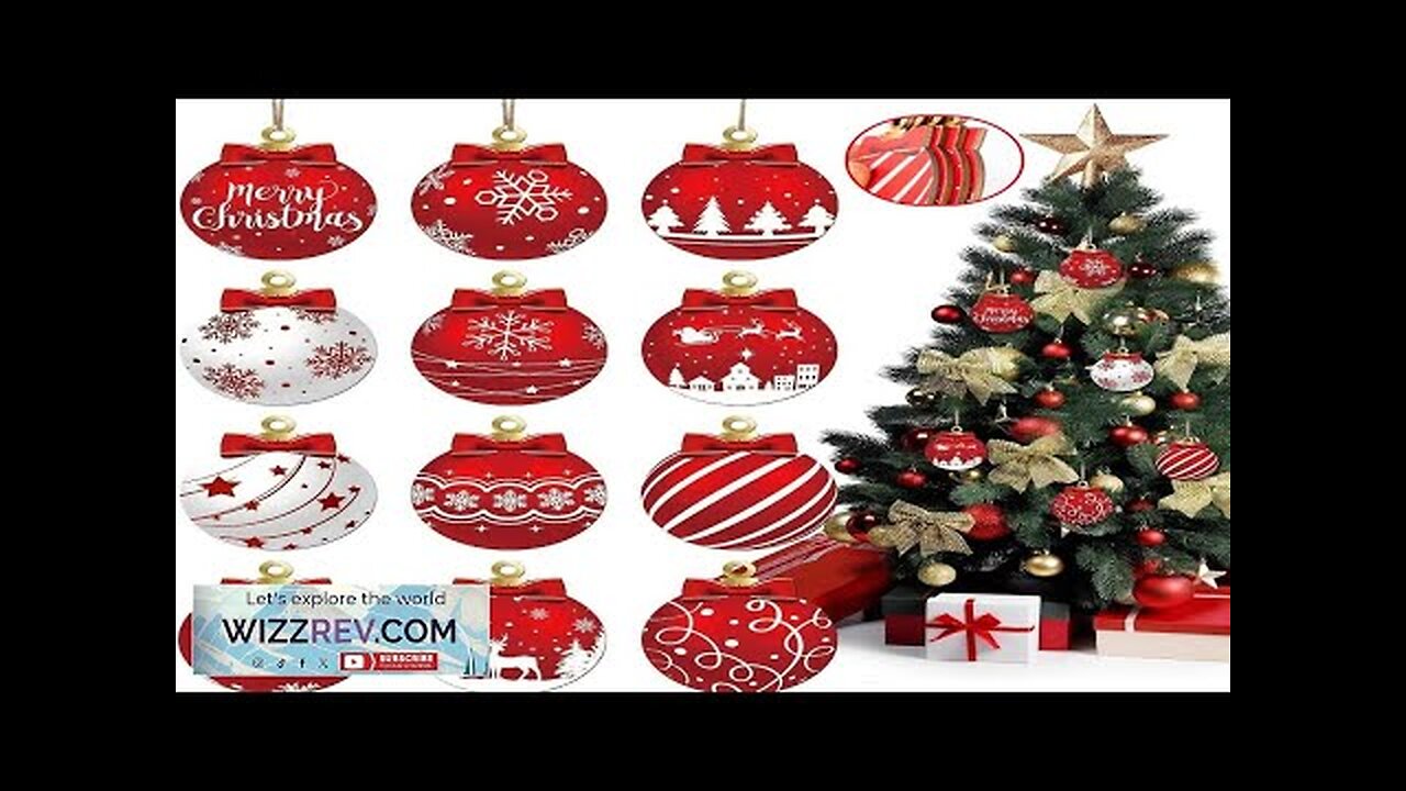 24pcs Red and White Christmas Ball Design Hanging Wooden Ornaments Set Review