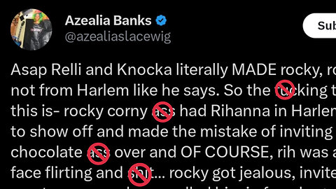 Azealia Banks goes off on ASAP Rocky & Rihanna on X