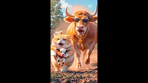 The big ox bullies the big orange cat, and the apprentice White Tiger avenges the big orange cat.