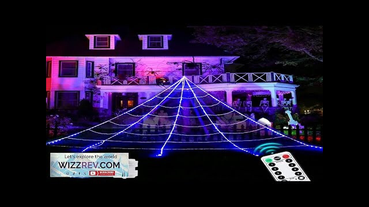 Halloween Spider Web Lights 16.4 x 15.7 Ft Blue Giant Triangular Web Review