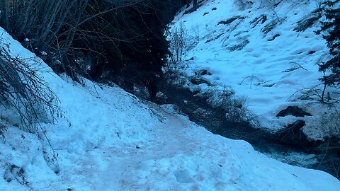 WINTER SNOW ICE YAKTRAX HIKING 4K Steep Exposed Section of Tamanawas Falls Trail | Mount Hood Oregon