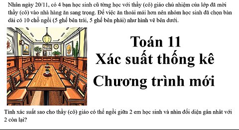 Toán 11: Xác suất thống kê: Nhân ngày 20/11, có 4 bạn học sinh cũ từng học với thầy (cô) giáo chủ