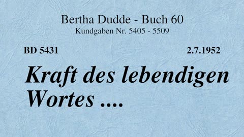 BD 5431 - KRAFT DES LEBENDIGEN WORTES ....