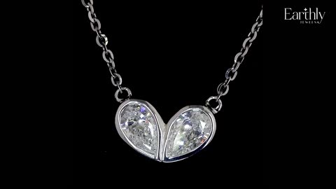 Twin Pear Heart Necklace | Earthly Lab Grown Diamond Jewellery | INDIA