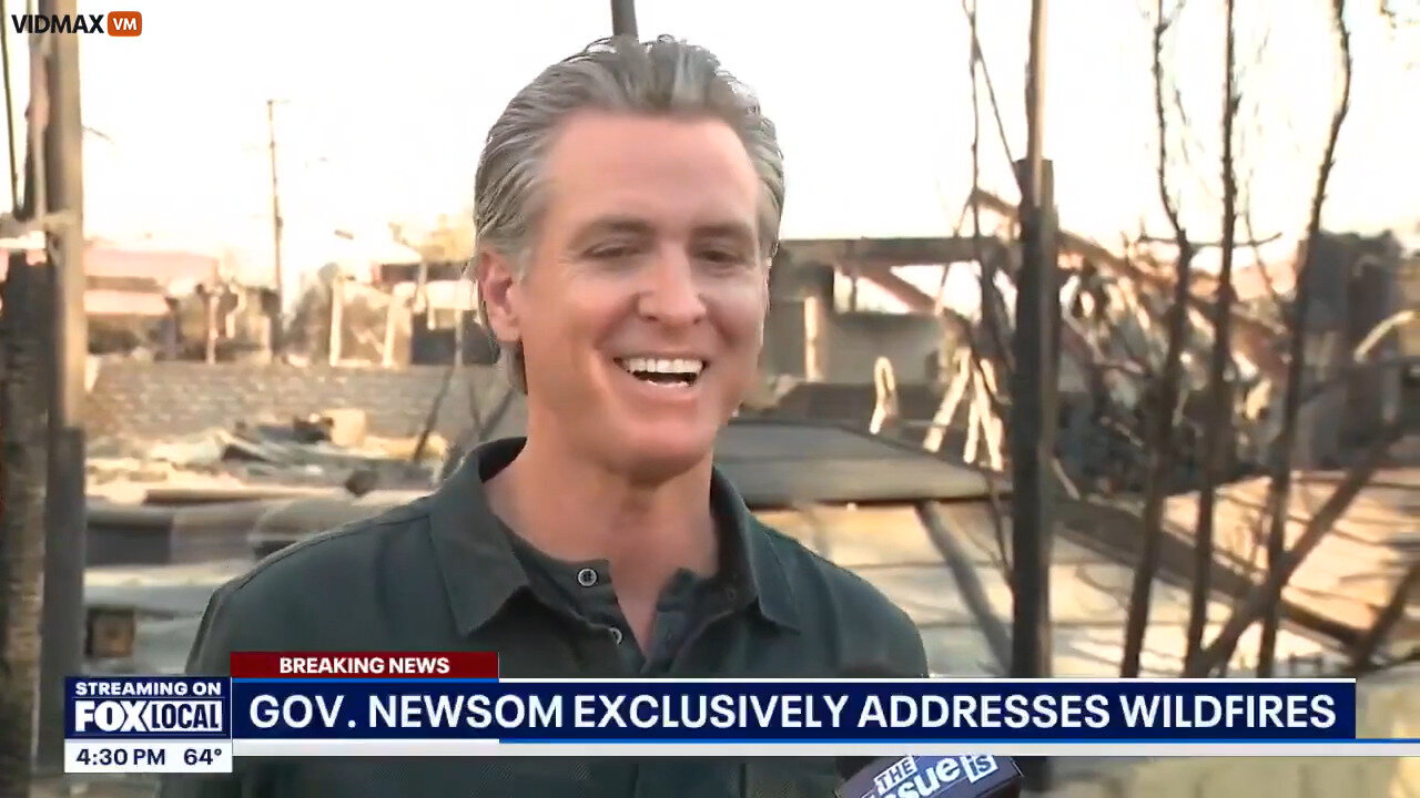 Gavin Newsom Smiles…Does A Shimmy Dance When Talking About Speculators Buying Burnt Properties In LA