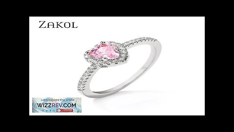 ZAKOL Romantic Pink Heart CZ Engagement Rings for Women Fashion AAA Cubic Review