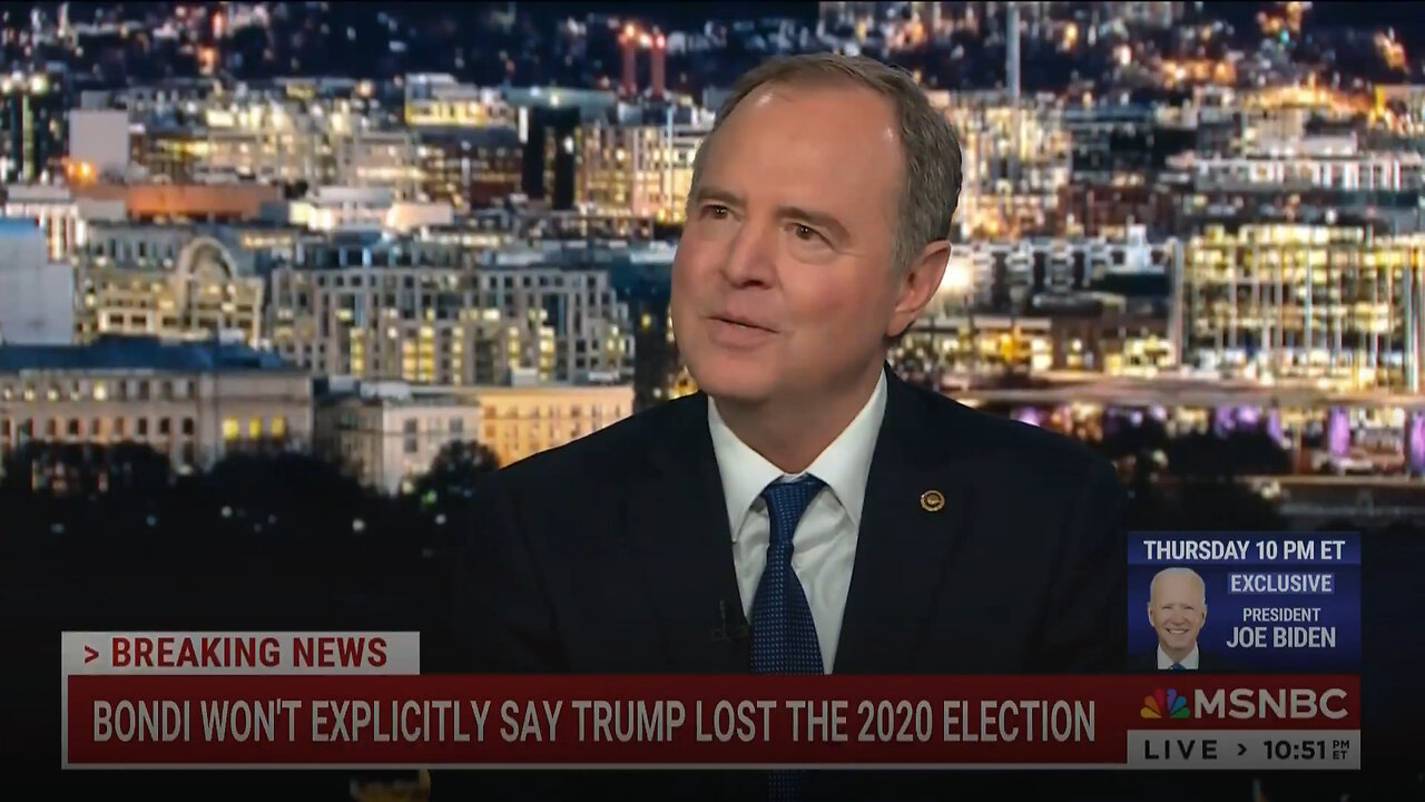 Adam Schiff Rushes To MSNBC To Save Face After Getting WORKED By Pam Bondi, Makes Things Worse