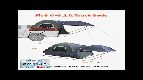 Truck Tent 8.0-8.2ft Waterproof PU2000 Truck Bed Camping Tent 2-3 Person Review