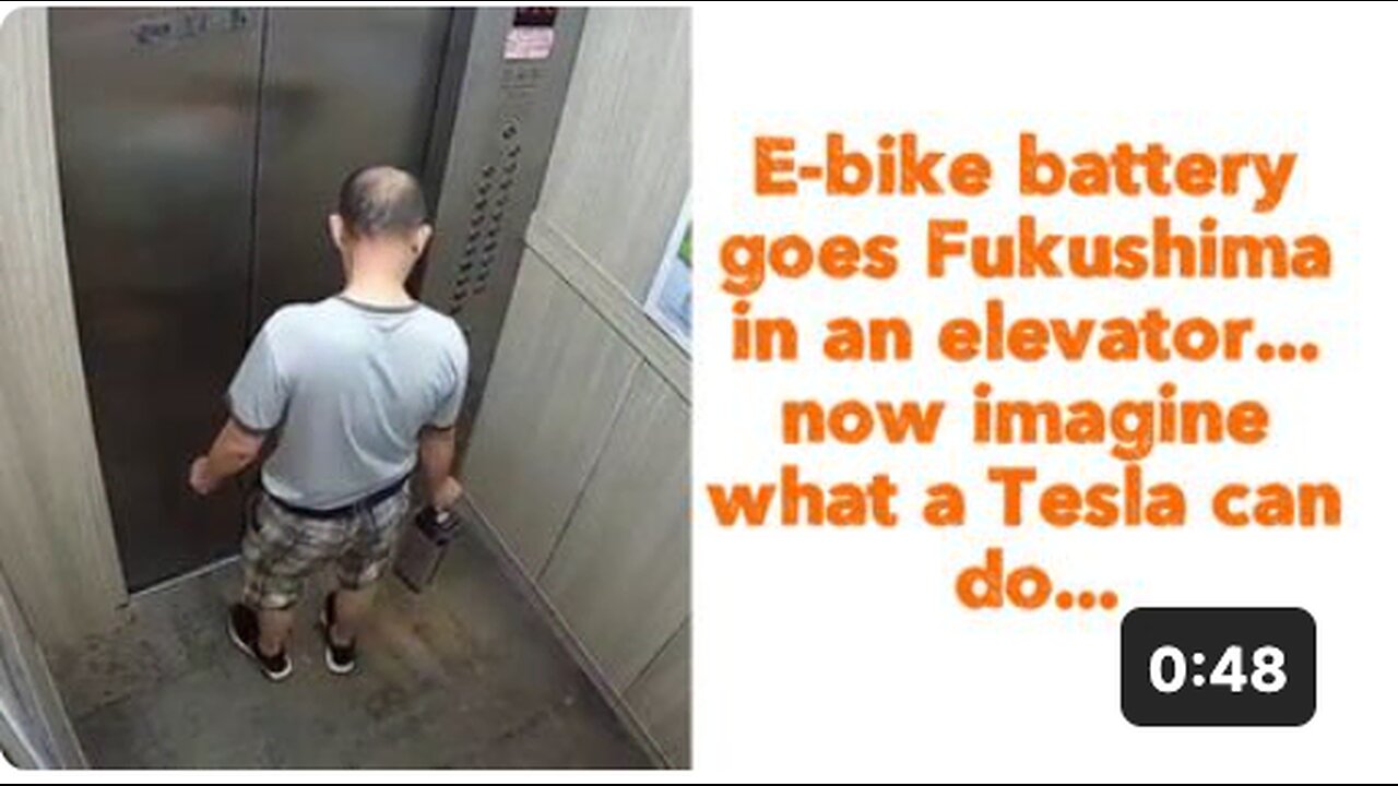 E-bike battery goes Fukushima in an elevator... now imagine what a Tesla can do...